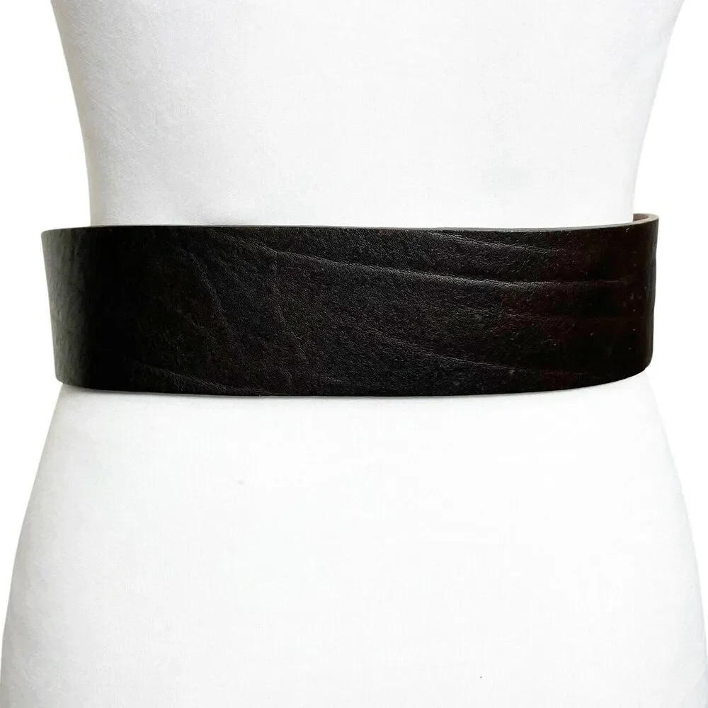 Hache Embellished Leather Western Belt Women's Size 90/105 Brown‎ Waist Thick
